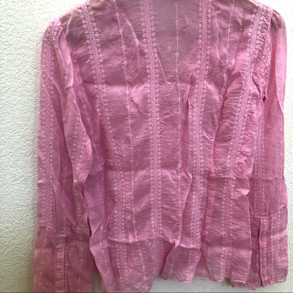 Johnny Was Pink Embroidered Button Down Blouse XS - Picture 11 of 13